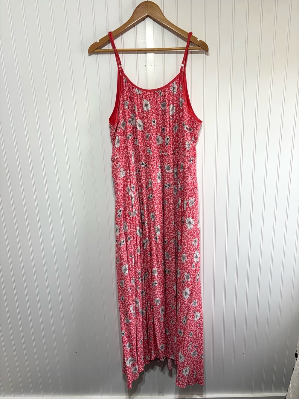 For The Republic Floral Flowy Maxi Dress XL Pink Coral Rayon Lined Feminine Boho - Picture 6 of 14